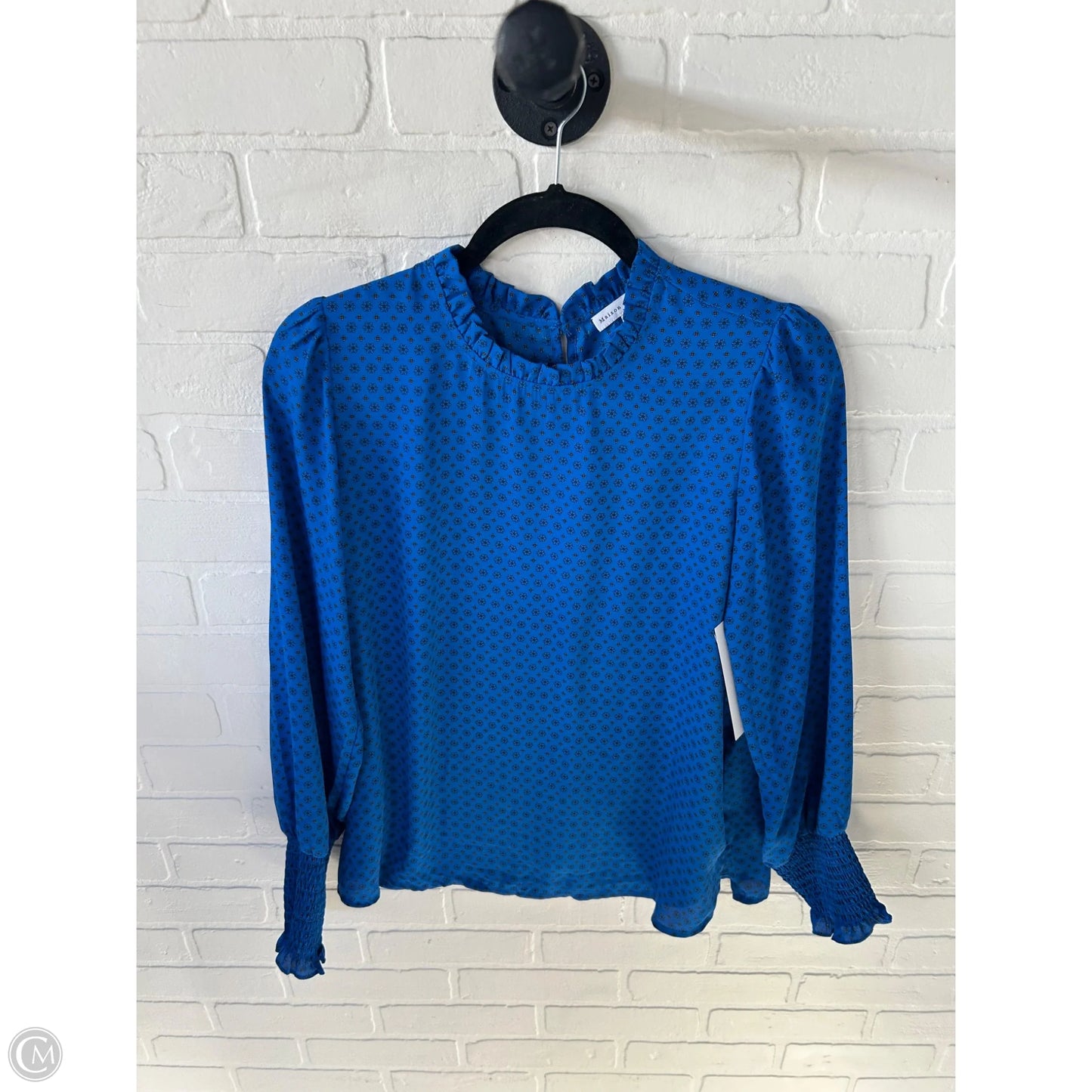 Top Long Sleeve By Maison Damelie In Blue & Orange, Size: L