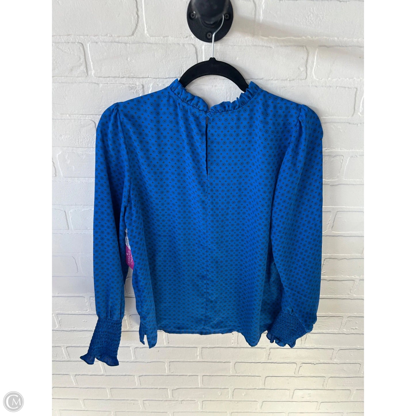 Top Long Sleeve By Maison Damelie In Blue & Orange, Size: L