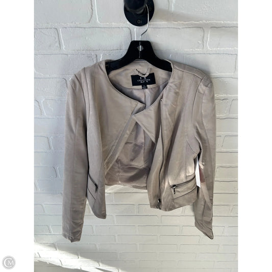 Jacket Moto By Clothes Mentor In Tan, Size: S