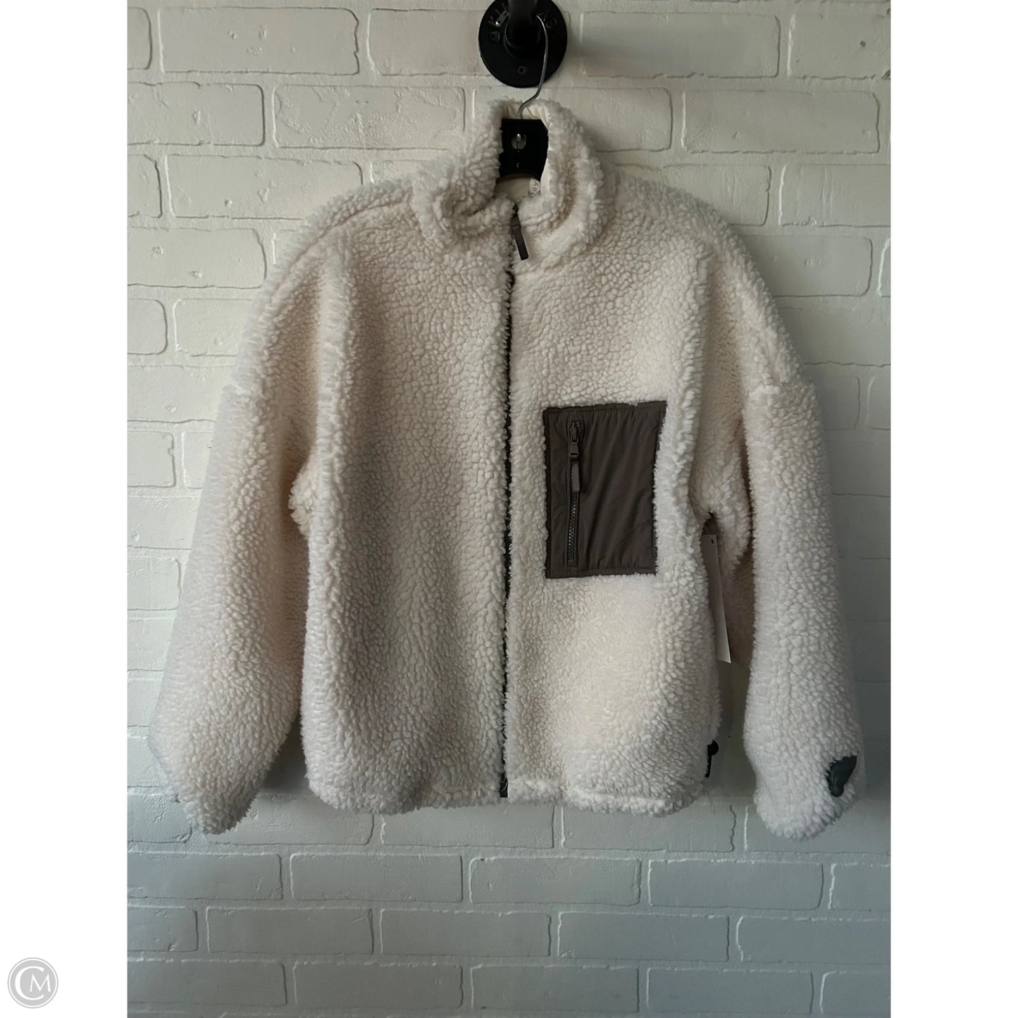 Jacket Faux Fur & Sherpa By Fabletics In Cream & Green, Size: Xxs