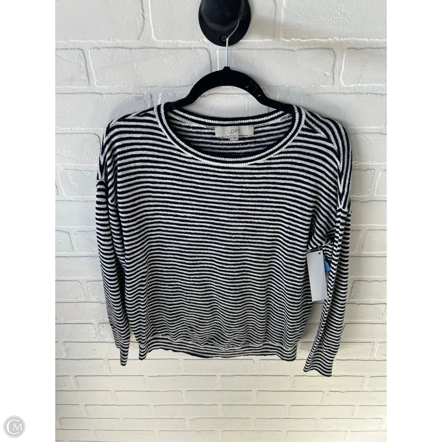 Top Long Sleeve By Loft In Black & White, Size: S