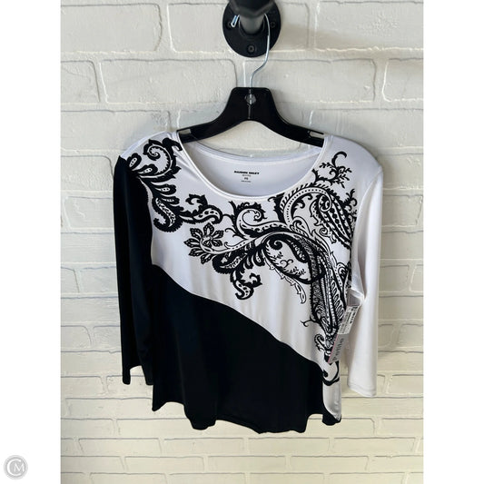 Top 3/4 Sleeve By Allison Daley In Black & White, Size: Sp