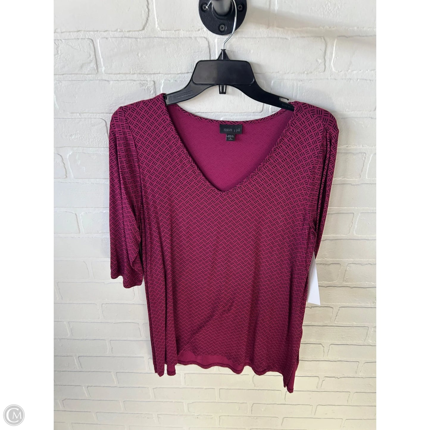 Top Short Sleeve By J. Jill In Black & Pink, Size: Mp