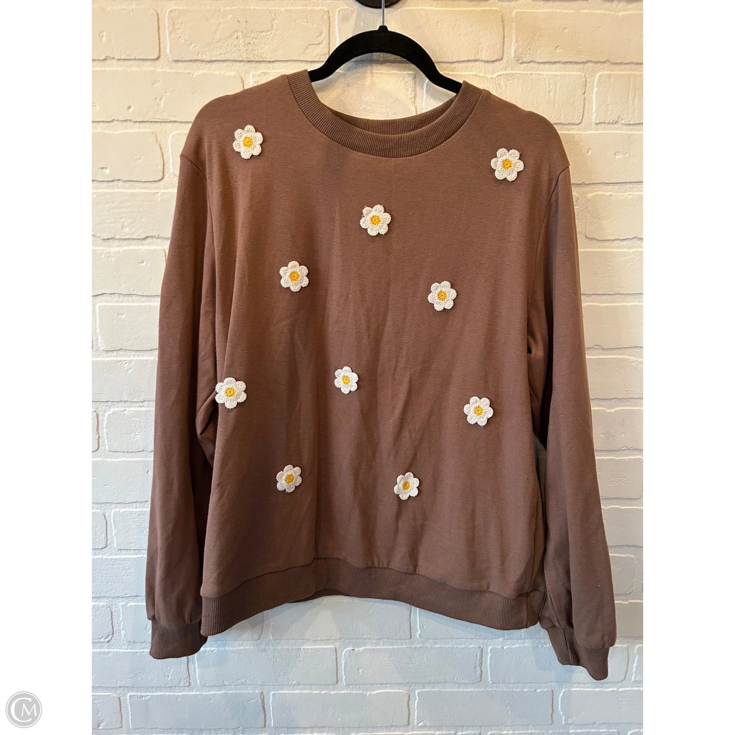 Sweatshirt Crewneck By Polagram In Brown & White, Size: L