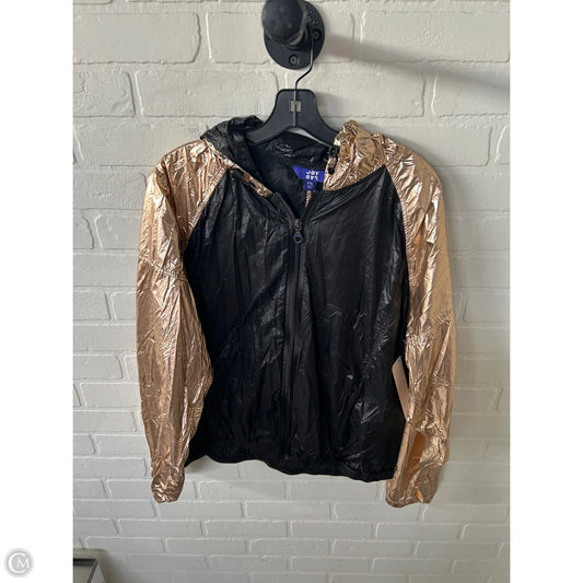 Jacket Windbreaker By Joy Lab In Black & Gold, Size: Xxl