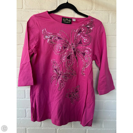 Top 3/4 Sleeve By Bob Mackie Qvc In Pink, Size: Xs