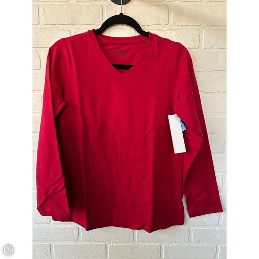 Top Long Sleeve Basic By D&co. In Red, Size: Xs