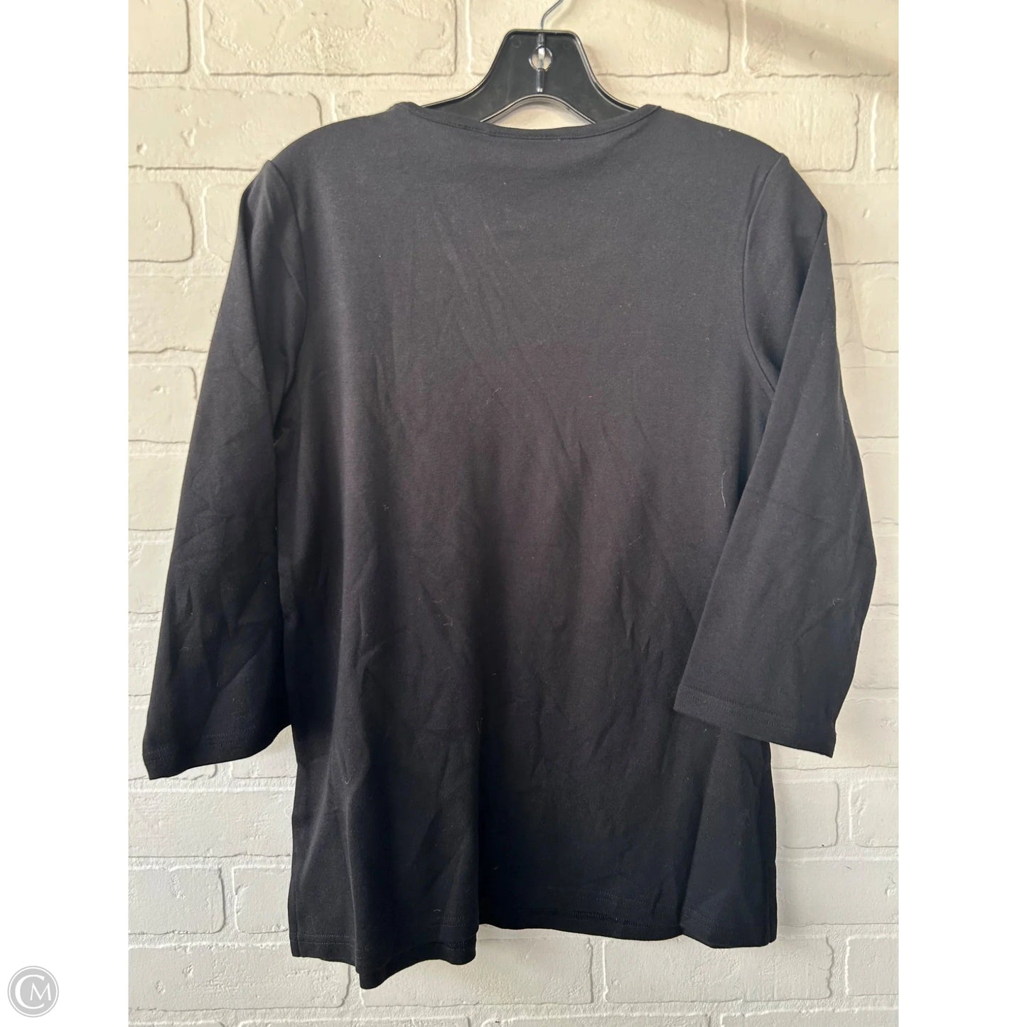 Top 3/4 Sleeve By Quaker Factory In Black & Silver, Size: Xs