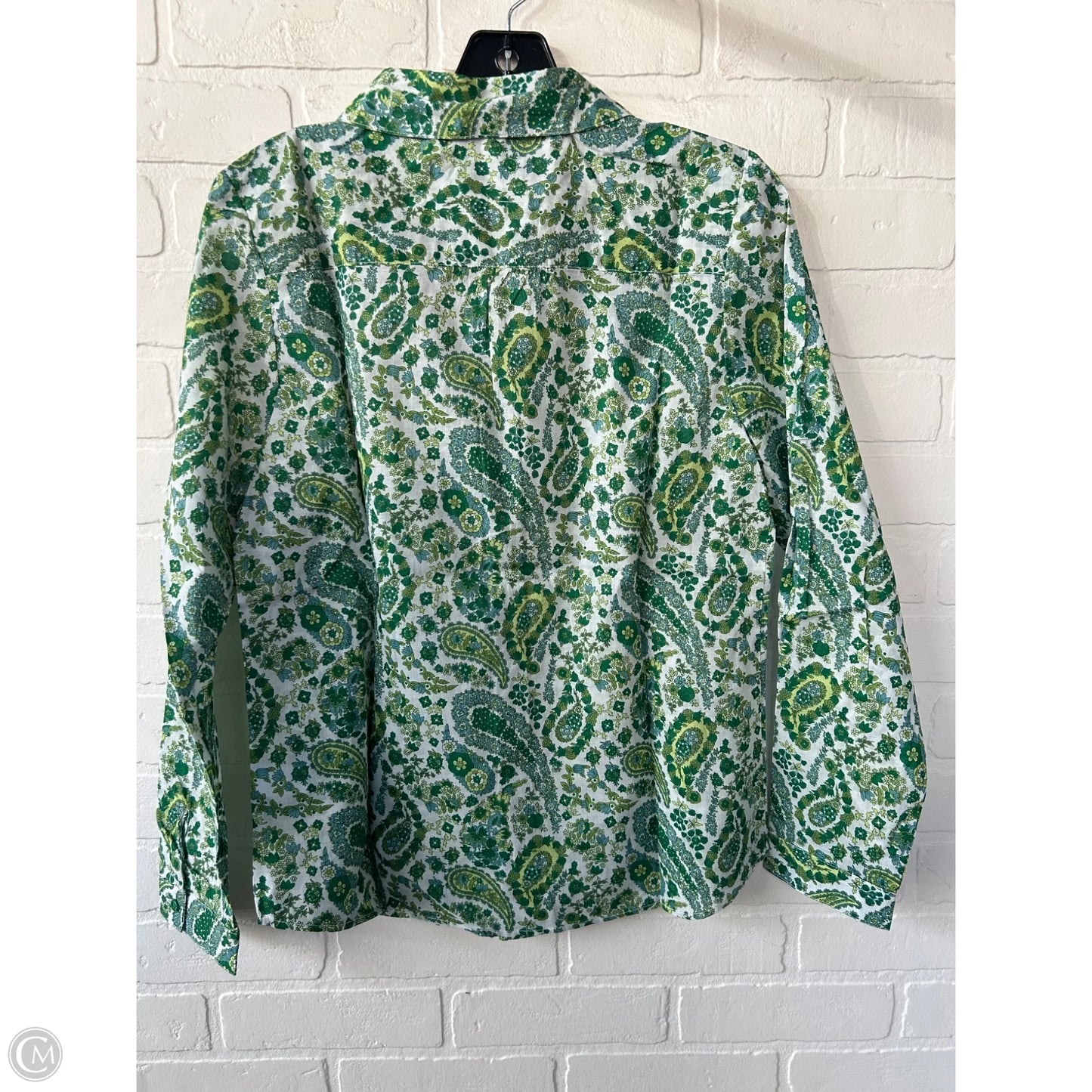 Top Long Sleeve By D&co. In Green & White, Size: Xs