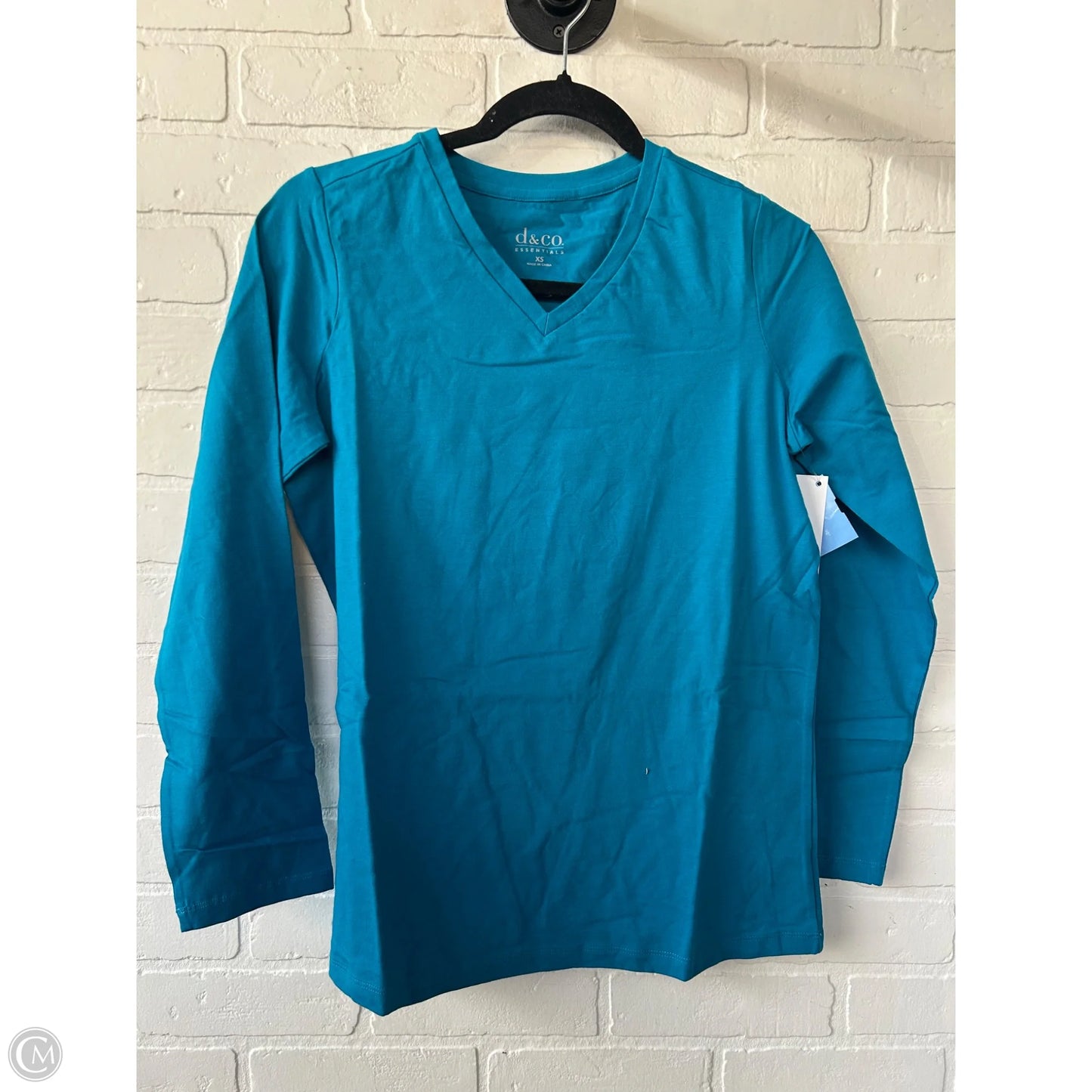 Top Long Sleeve Basic By D&co. In Blue, Size: Xs