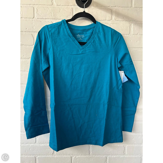 Top Long Sleeve Basic By D&co. In Blue, Size: Xs