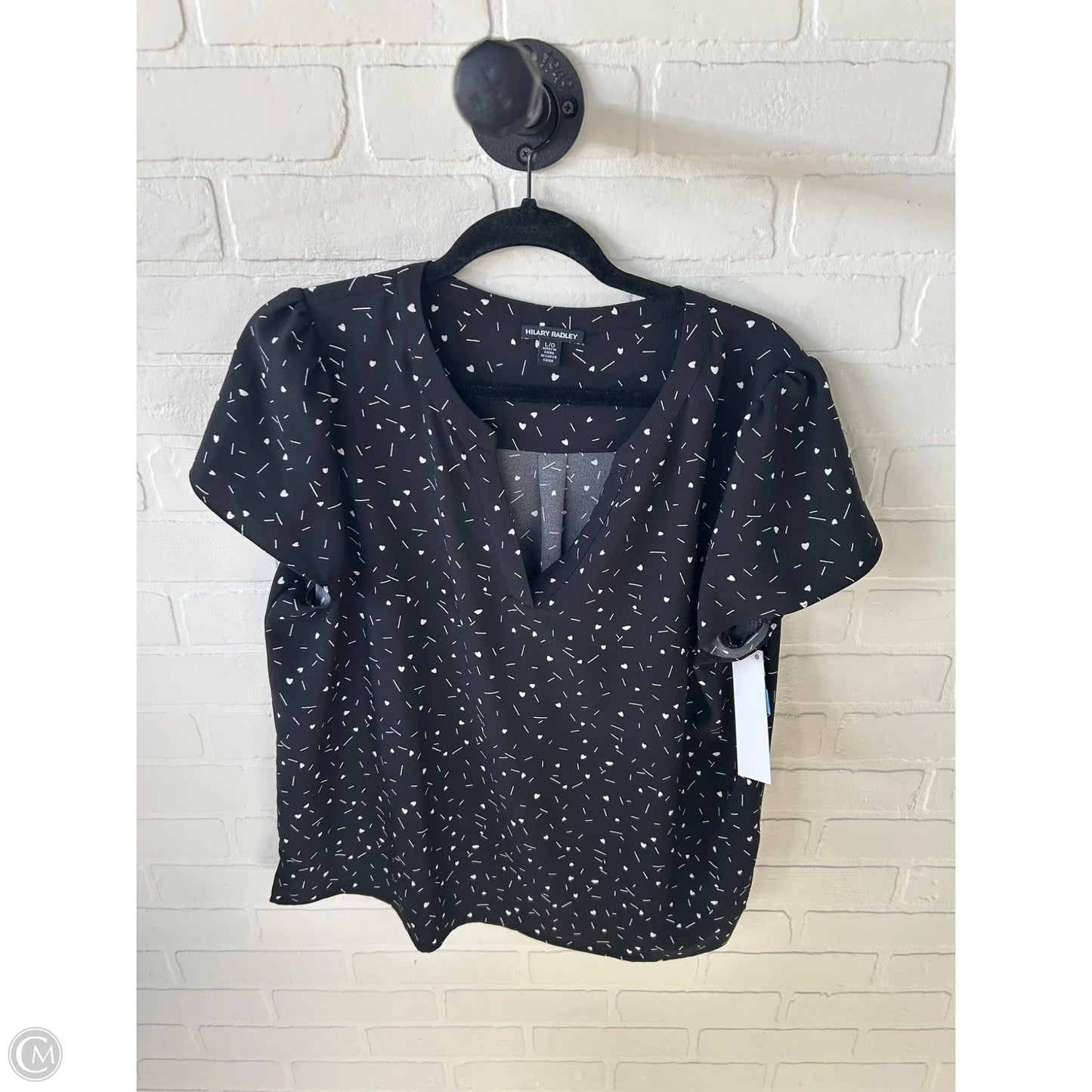 Top Short Sleeve By Hilary Radley In Black & White, Size: L