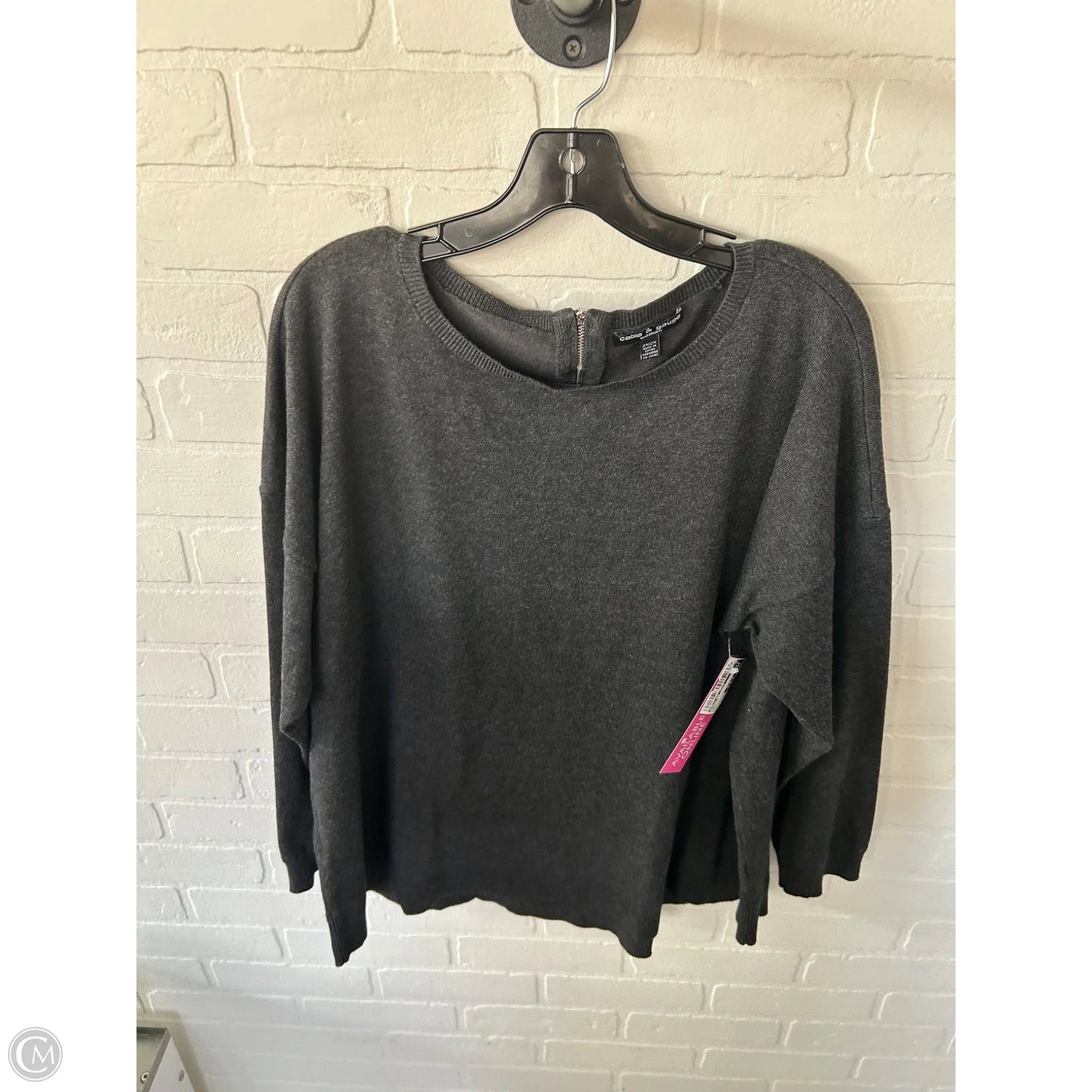 Sweater By Cable And Gauge In Grey, Size: 2x