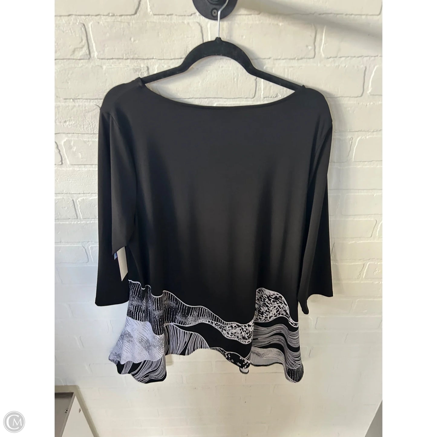 Top 3/4 Sleeve By Alfani In Black & White, Size: 2x