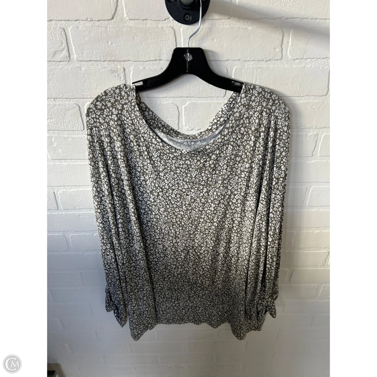 Top Long Sleeve By Loft In Green & White, Size: Xl