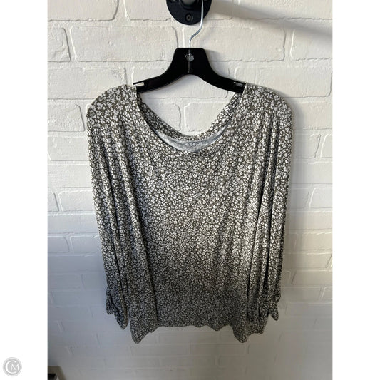 Top Long Sleeve By Loft In Green & White, Size: Xl