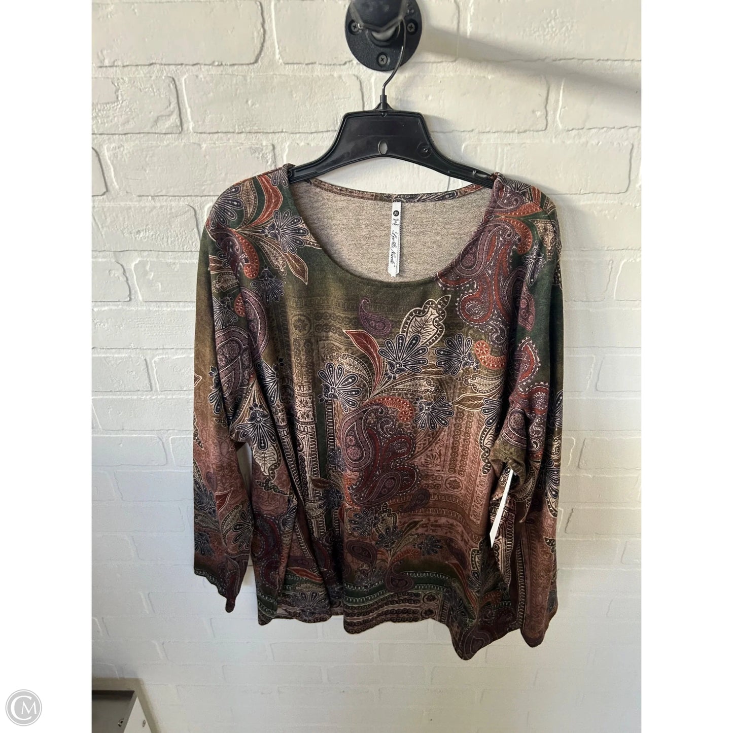 Top Long Sleeve By Leo And Nicole In Green & Purple, Size: 3x