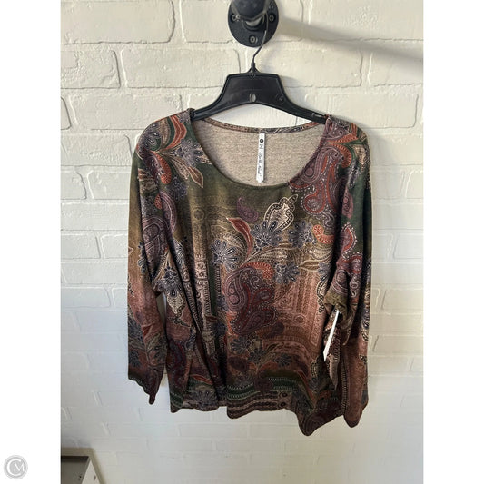 Top Long Sleeve By Leo And Nicole In Green & Purple, Size: 3x