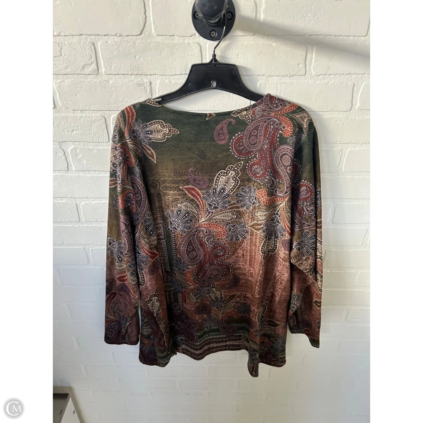 Top Long Sleeve By Leo And Nicole In Green & Purple, Size: 3x