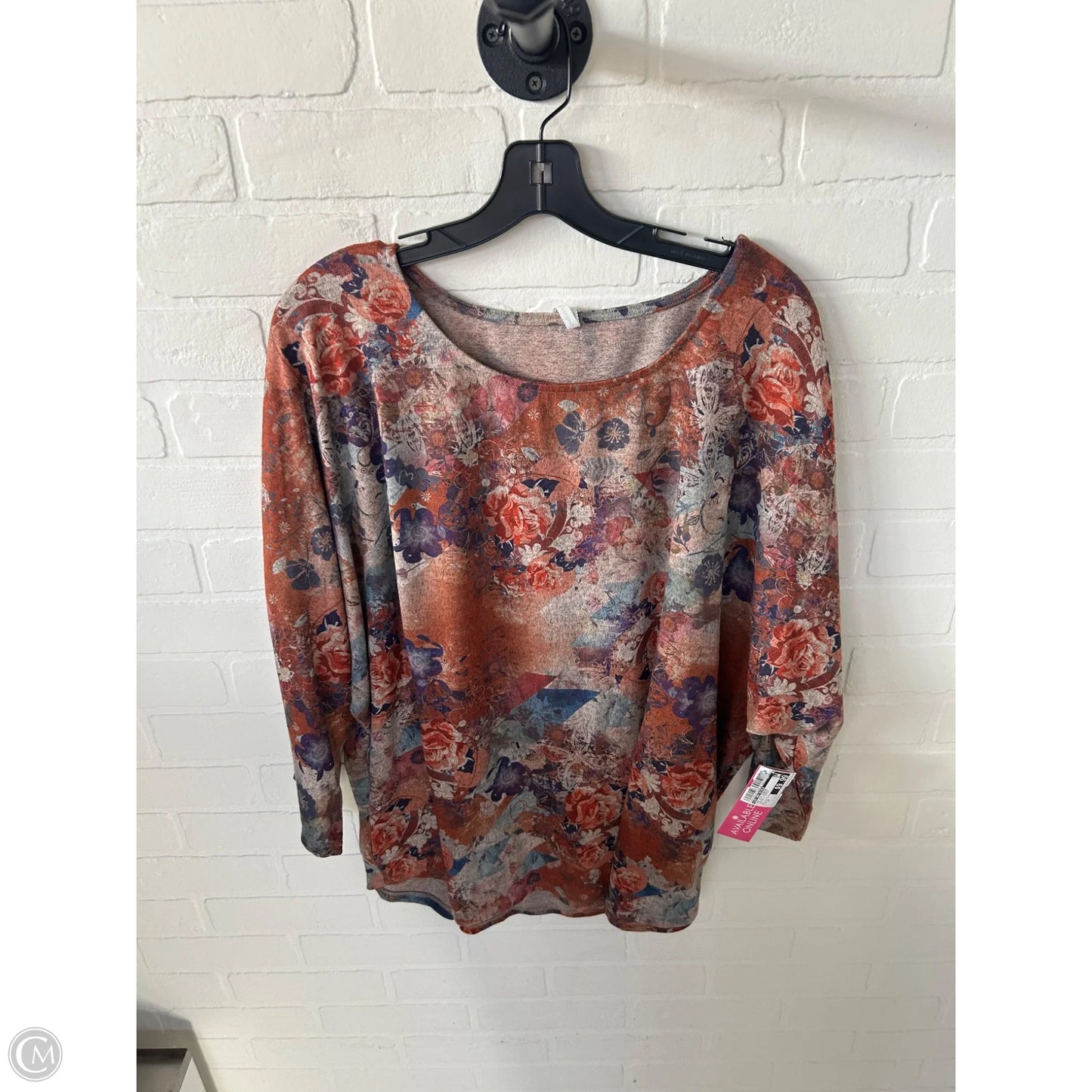 Top 3/4 Sleeve By Leo And Nicole In Orange & Purple, Size: 3x