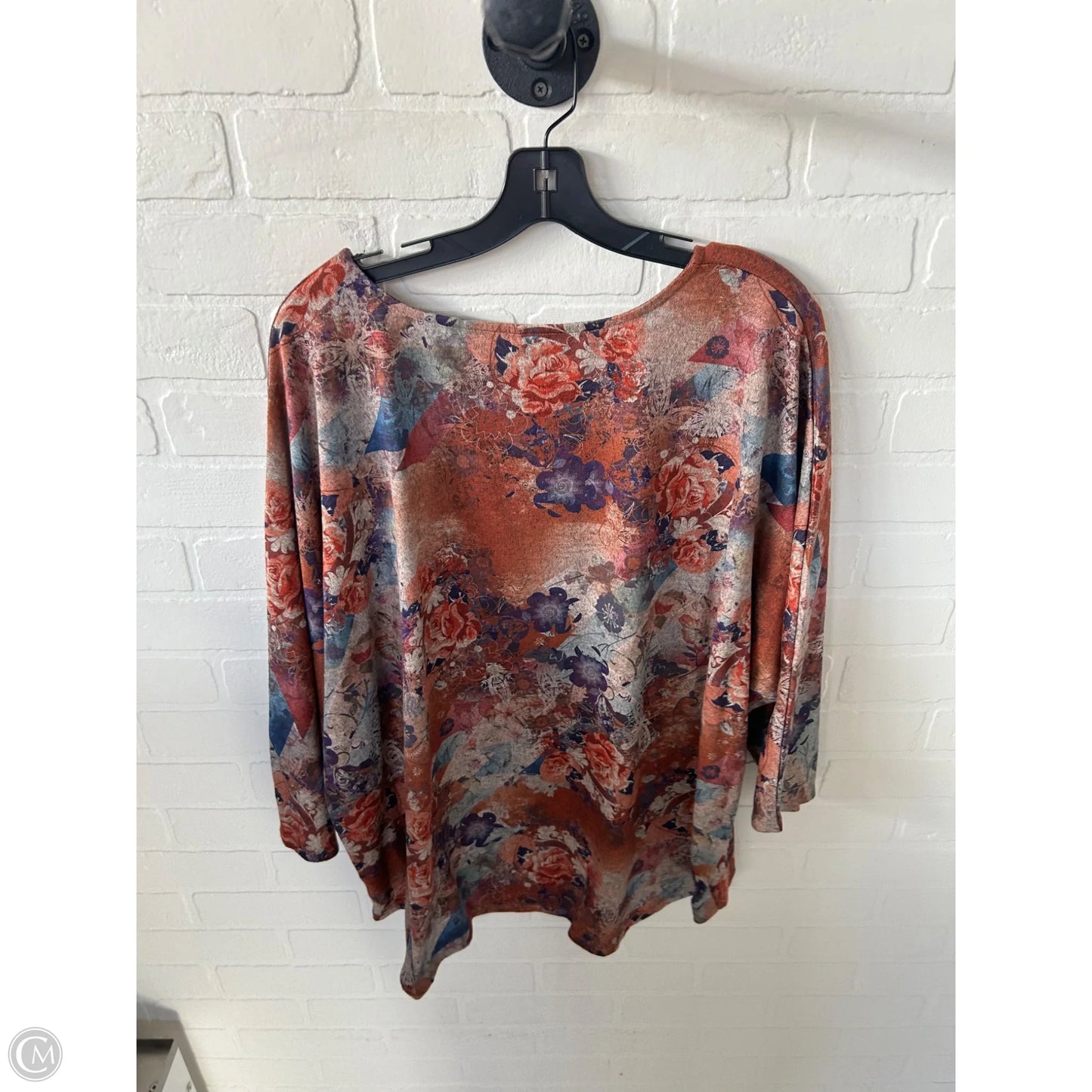 Top 3/4 Sleeve By Leo And Nicole In Orange & Purple, Size: 3x