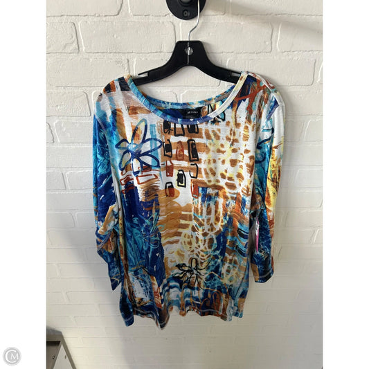 Top Long Sleeve By Ali Miles In Blue & Brown, Size: 2x