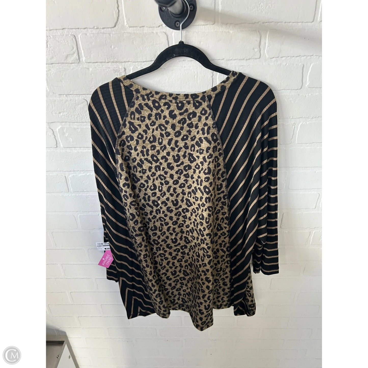 Top Long Sleeve By Ali Miles In Black & Tan, Size: 2x