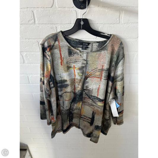 Top Long Sleeve By Ali Miles In Green & Orange, Size: 2x