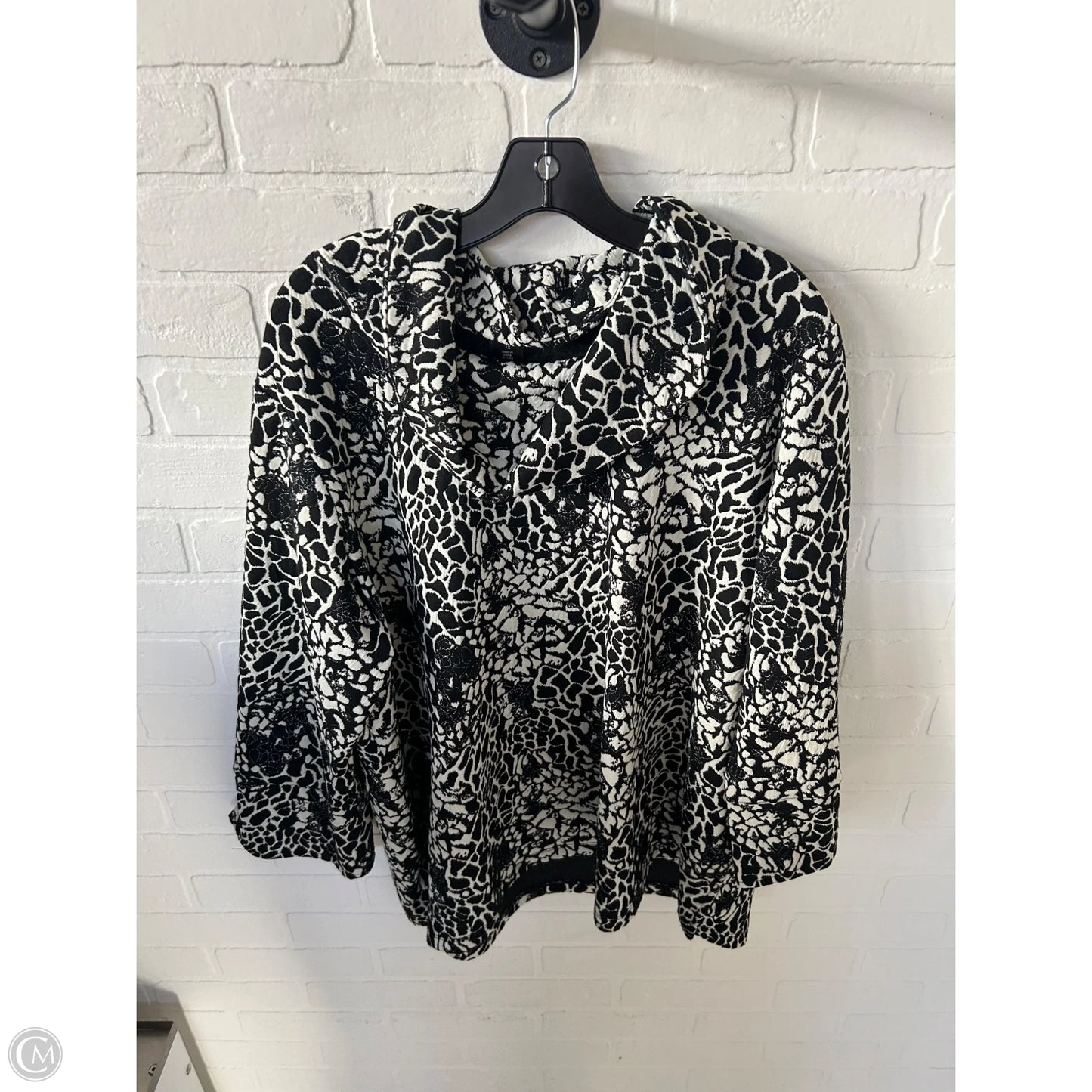 Top Long Sleeve By Ali Miles In Black & Cream, Size: 1x