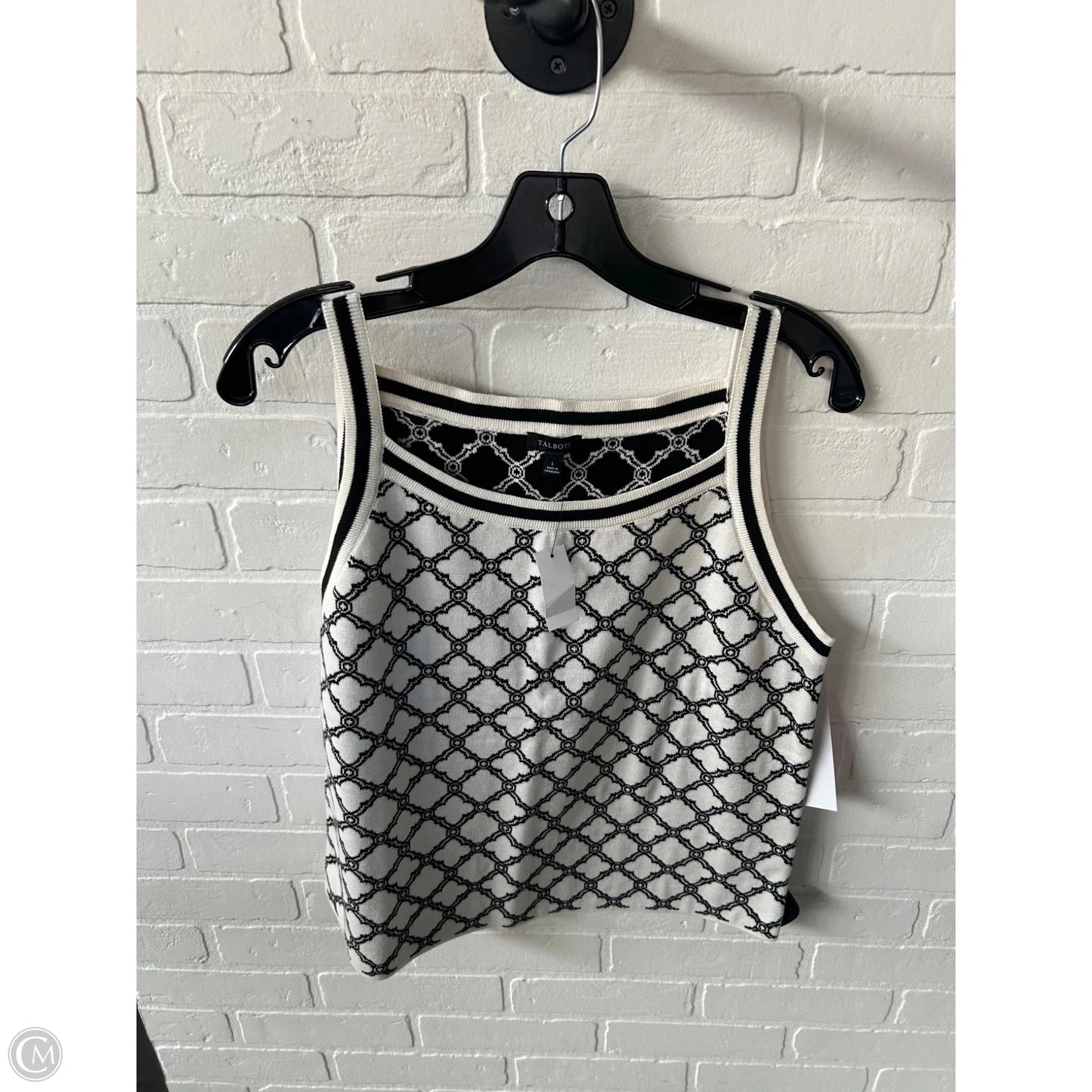 Vest Sweater By Talbots In Black & White, Size: L