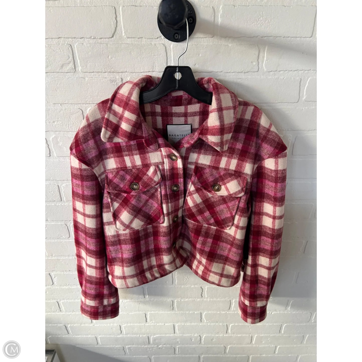 Jacket Shirt By Bagatelle In Pink & Red, Size: M