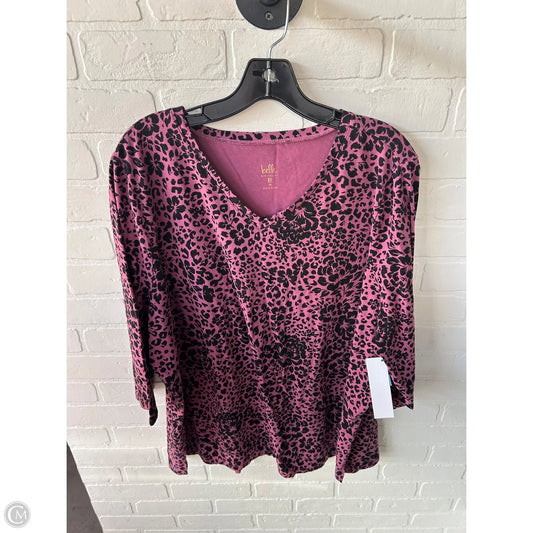 Top 3/4 Sleeve Basic By Belle By Kim Gravel In Black & Pink, Size: 3x