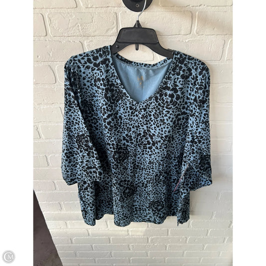 Top 3/4 Sleeve Basic By Belle By Kim Gravel In Black & Blue, Size: 2x