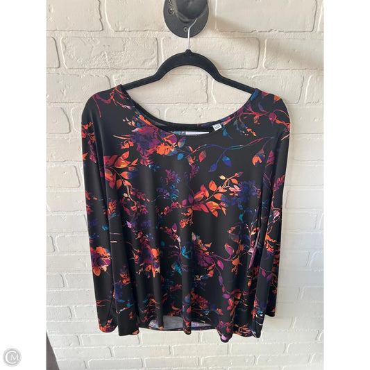 Top Long Sleeve By Susan Graver In Black & Orange, Size: 2x