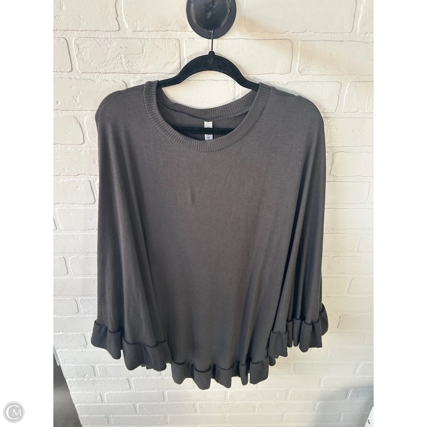 Poncho By Zenana Outfitters In Grey, Size: L