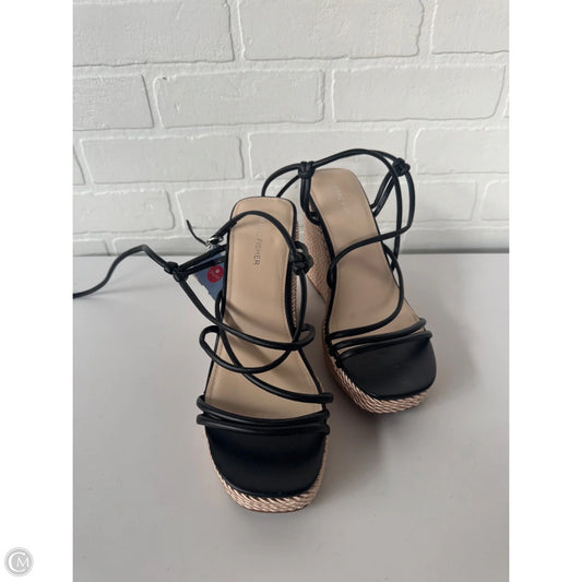 Sandals Heels Wedge By Marc Fisher In Black & Gold, Size: 11