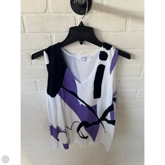 Vest Sweater By Chicos In Black & Purple, Size: Medium