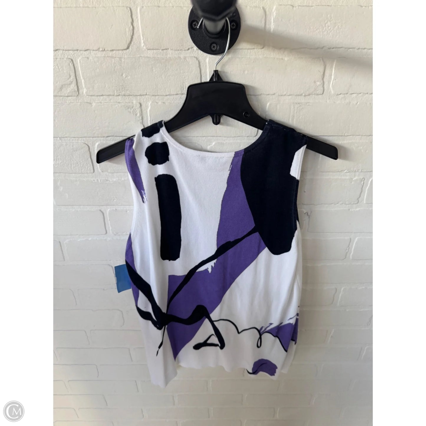 Vest Sweater By Chicos In Black & Purple, Size: Medium