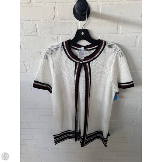 Sweater Cardigan By Chicos In Brown & White, Size: M