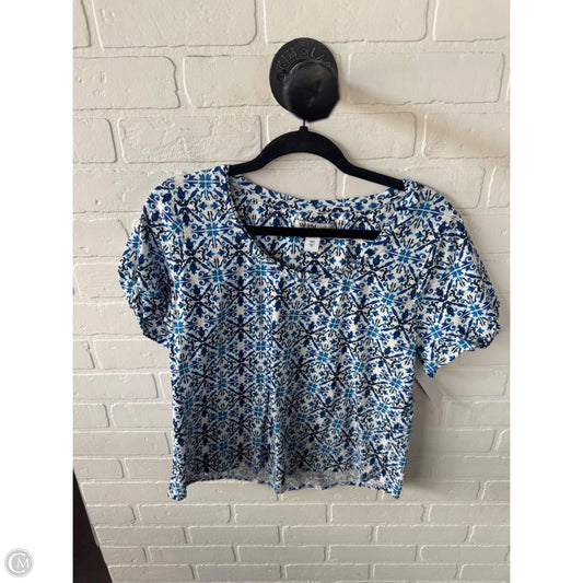 Top Short Sleeve By White House Black Market In Blue & White, Size: L