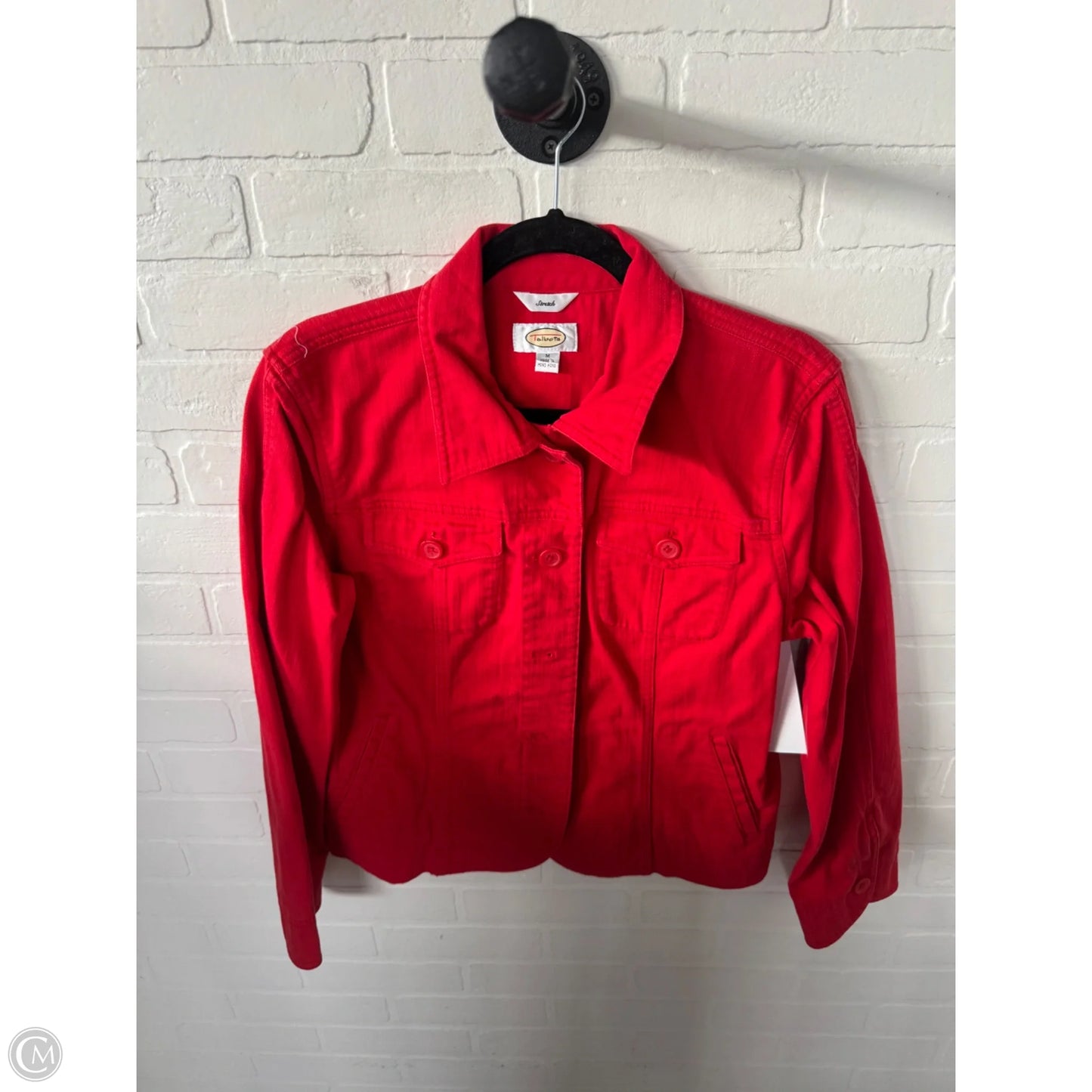 Jacket Denim By Talbots In Red Denim, Size: M