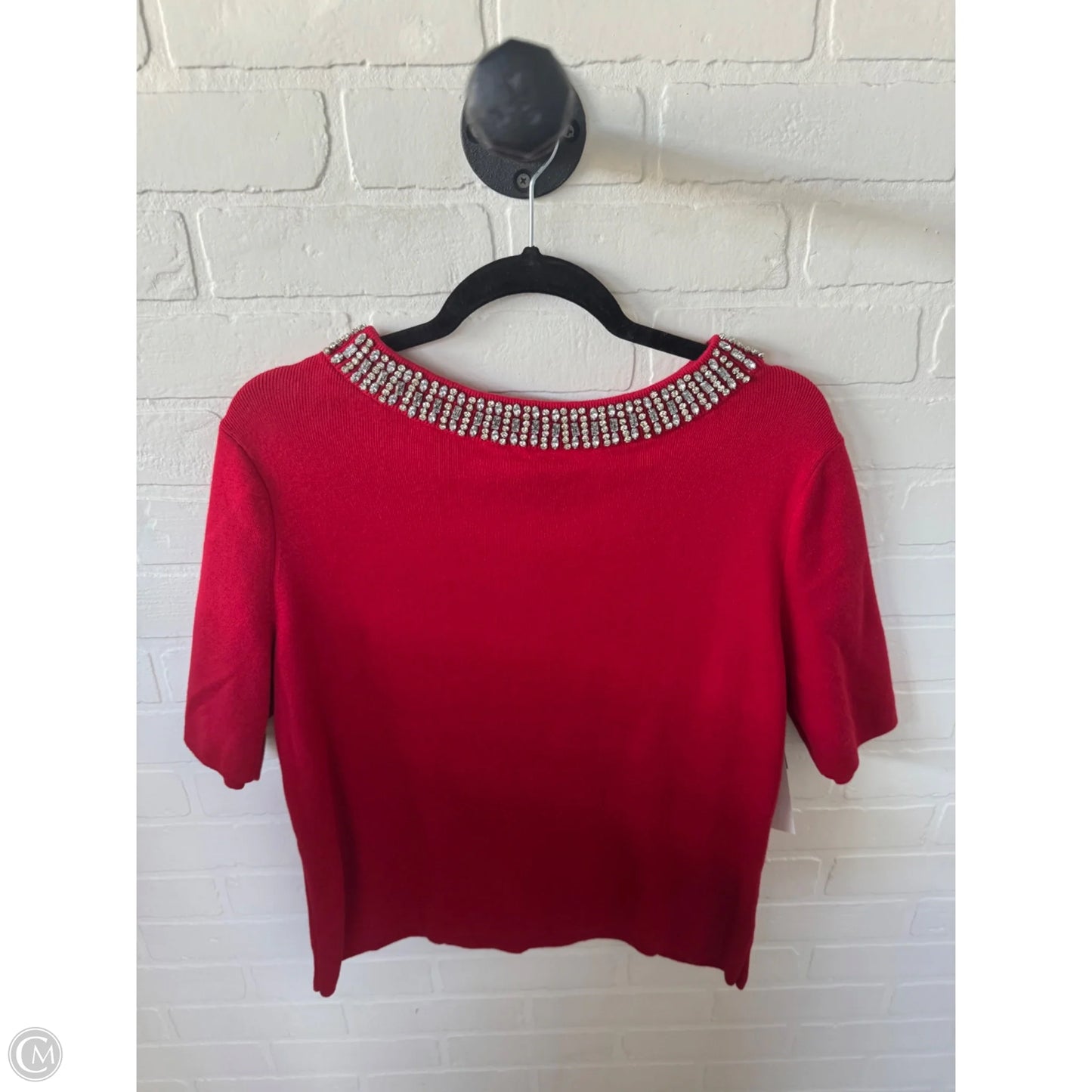 Sweater Short Sleeve By Talbots In Red & Silver, Size: Xlp