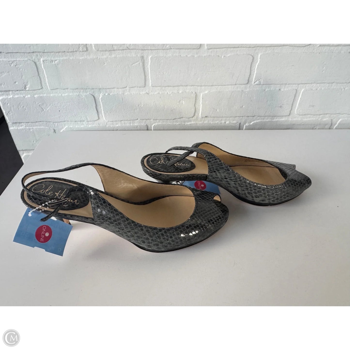 Sandals Heels Kitten By Cole-haan In Grey, Size: 7.5