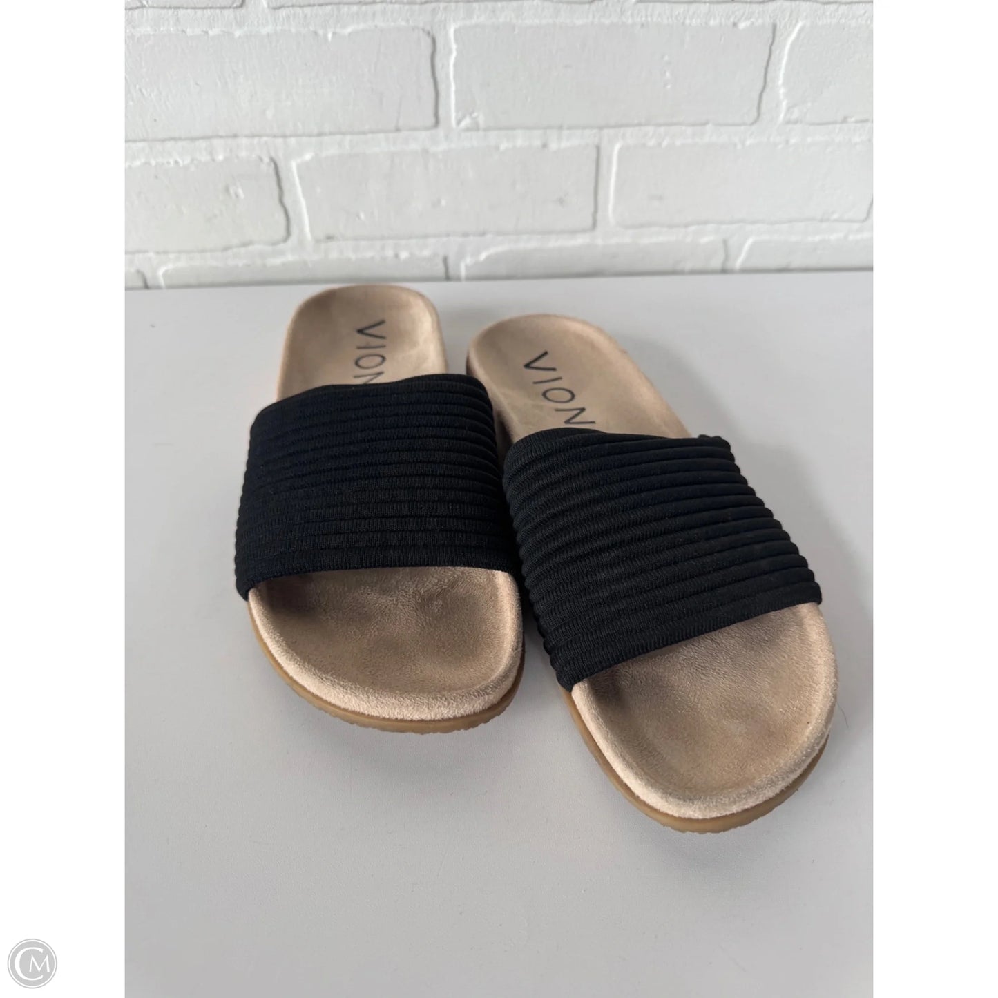 Sandals Flats By Vionic In Black & Tan, Size: 10