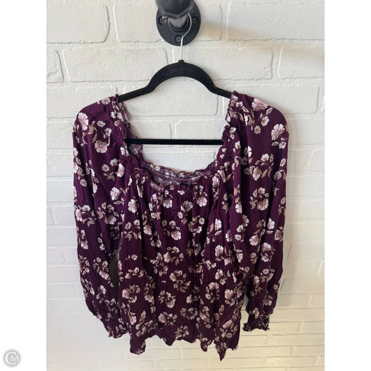 Top Long Sleeve By Torrid In Purple & White, Size: 2x