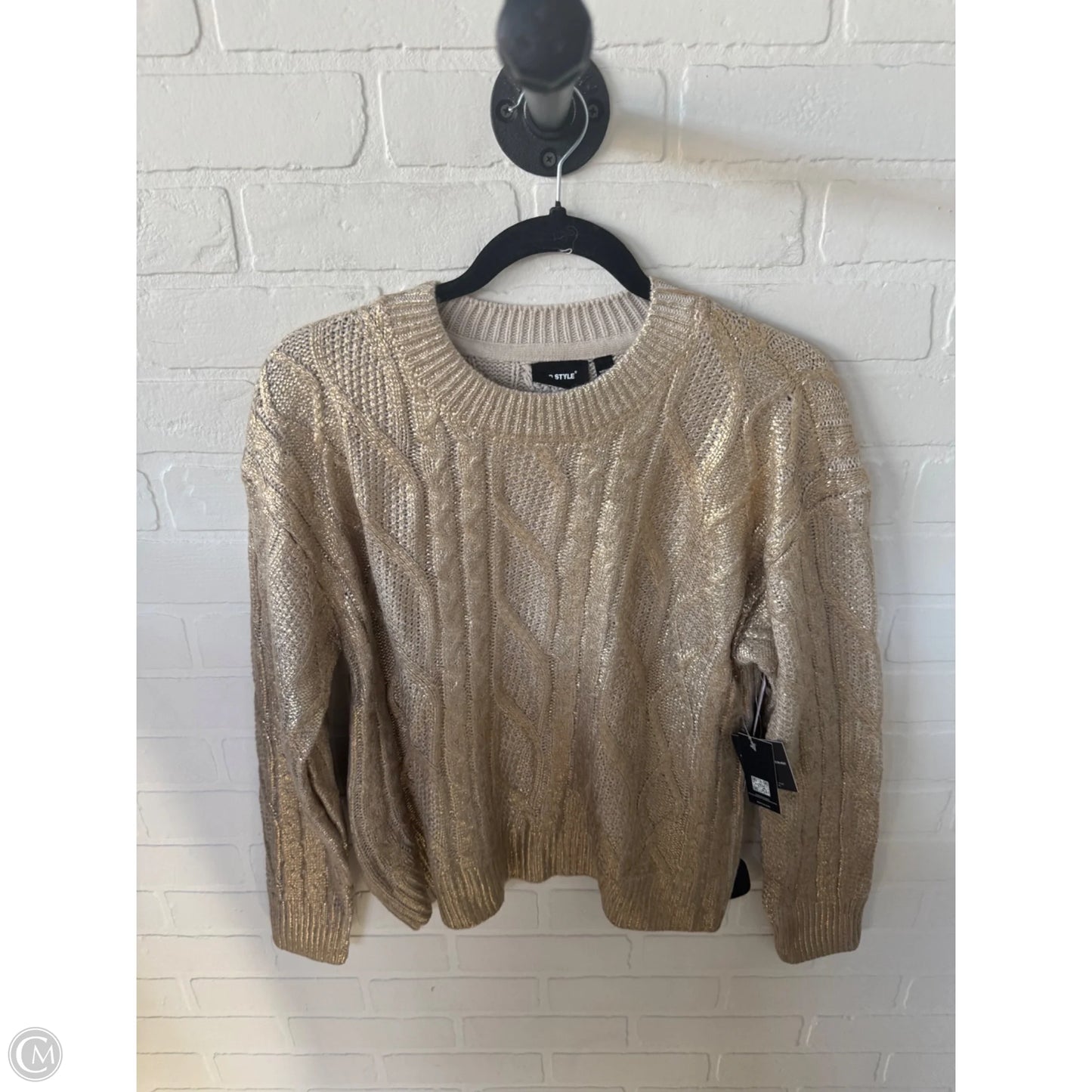 Sweater By Rd Style In Gold & Tan, Size: M