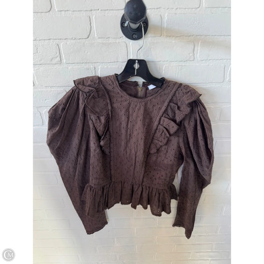 Top Long Sleeve By Olivaceous In Brown, Size: M