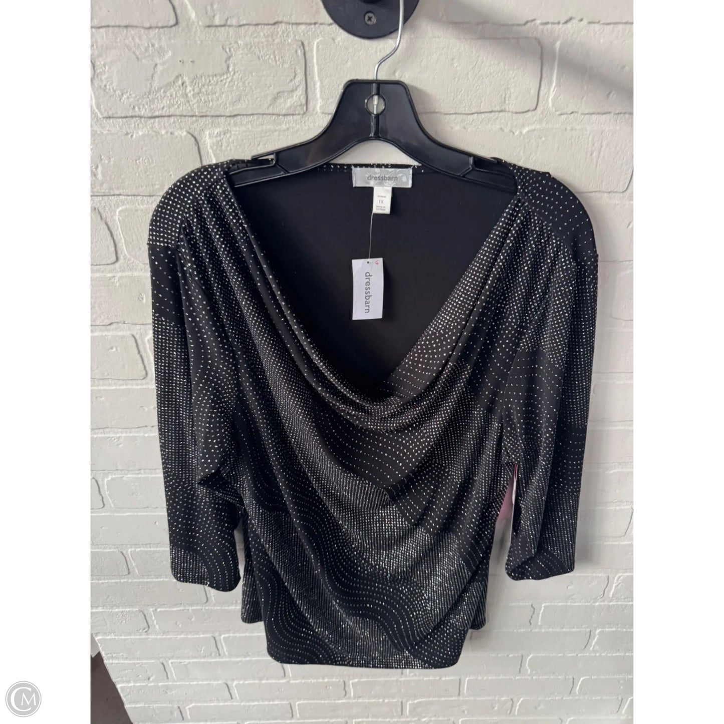 Top 3/4 Sleeve By Dressbarn In Black & Silver, Size: 1x
