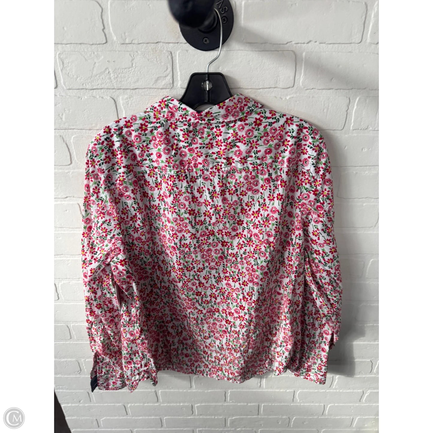 Top Long Sleeve By Tommy Hilfiger In Pink & White, Size: Xl