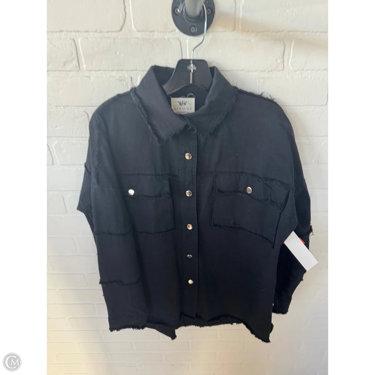 Jacket Shirt By Clothes Mentor In Black & White, Size: M